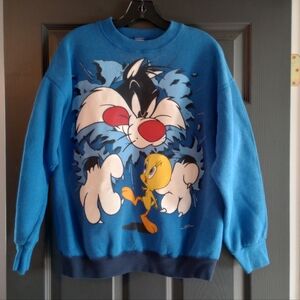 Looney Tunes 90s Sylvester the Cat Tweety Bird Sweater VTG Grail Warner Bros EUC